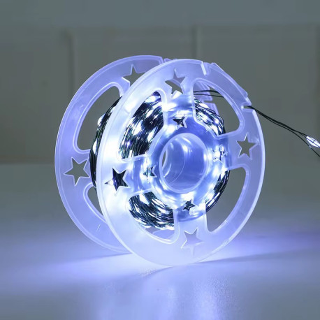 Гірлянда нитка “Роса” 400 LED 40м, зелений дріт, від USB, колір білий