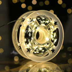 Гірлянда нитка “Роса” 400 LED 40м, зелений дріт, від USB, колір теплобілий